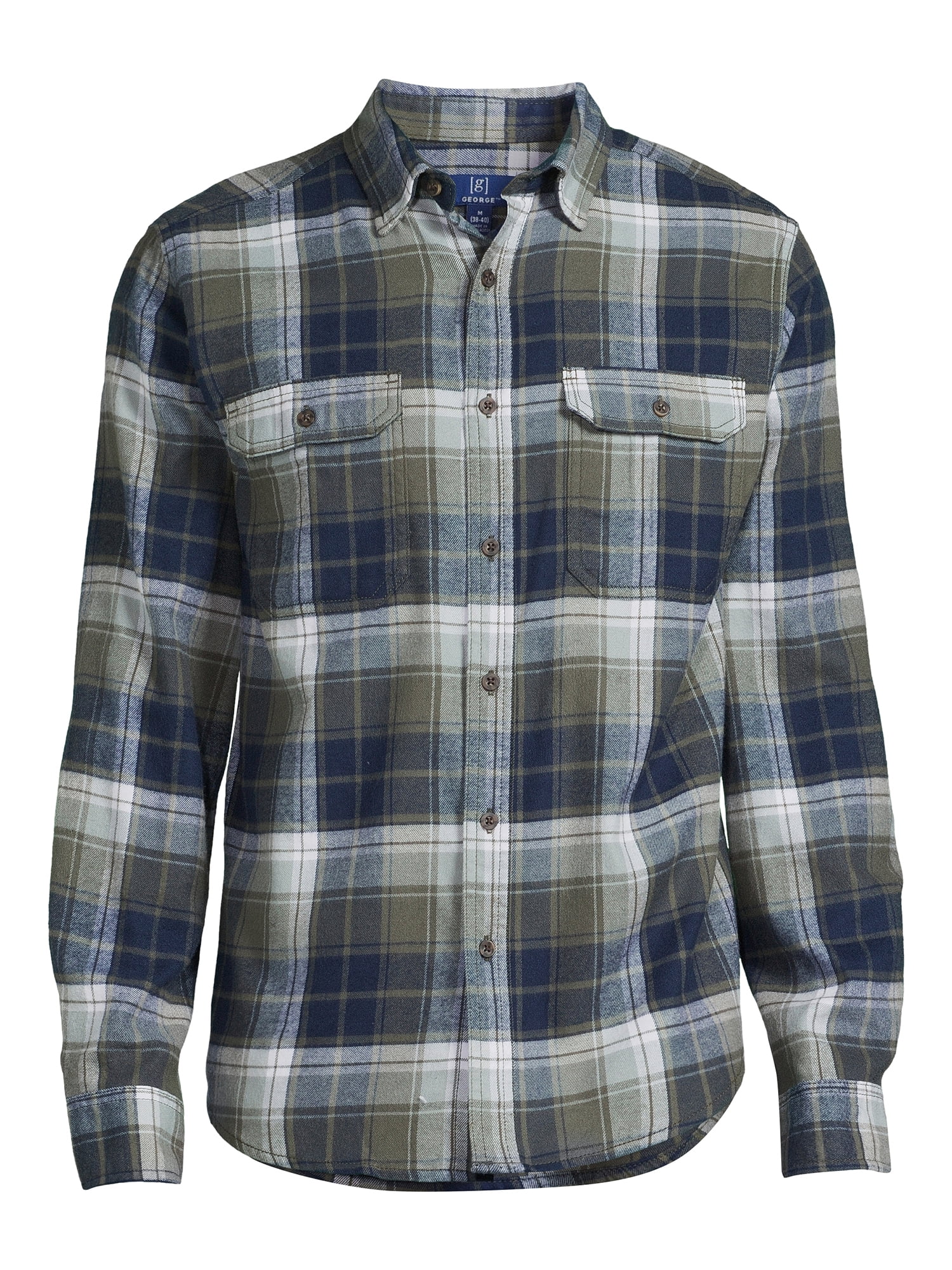 George Men's Long Sleeve Flannel Shirt, Sizes XS-3XLT