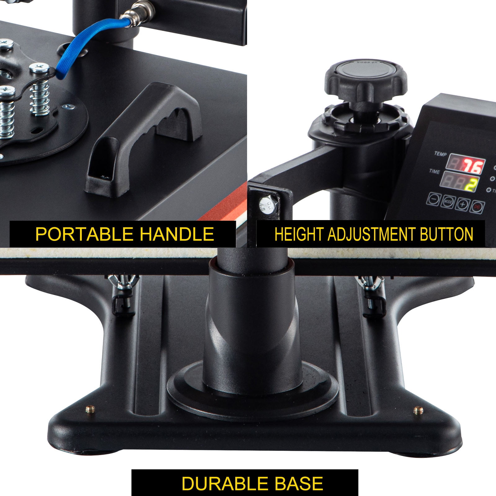 BENTISM Heat Press Machine 5 in 1, 15"X15" Combo Digital Multifunctional Sublimation Heat Transfer Machine, 360 Degree Rotation Swing Away Heat Press for Printing T Shirts Hat Mug Cap Plate 1050W