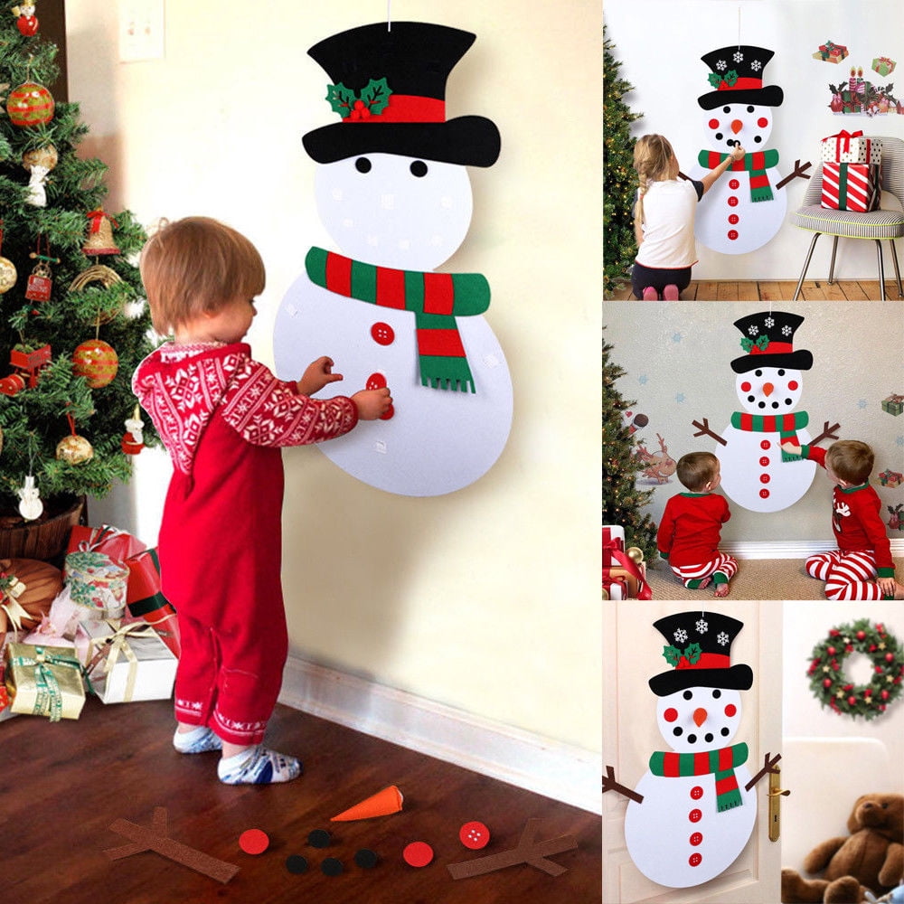 Christmas DIY Felt Snowman Kit Ornaments for Kid Xmas Gifts Wall