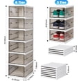 thumbnail image 2 of Drop Front Shoe Storage Box, No Assembly Stackable Shoe Organizer Storage Bin with Clear Door, Free Standing Shoe Shelf Cabinet with Lid, Foldable Shoe Rack for Closet Entryway (grey, 6-Tier), 2 of 6