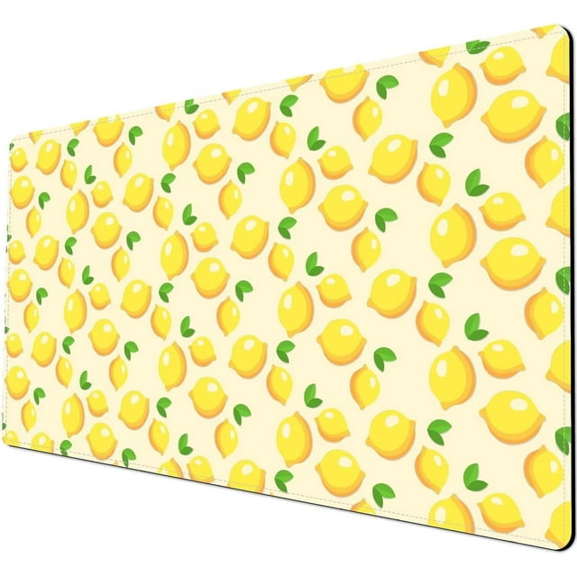 XXL LemonThemed Large Gaming Mouse Pad 31.5×15.7 in, 3mm Thick NonSlip Rubber Base and Reinforced Lock Edges Extended Mousepad for Work, Game, and Desk Decoration