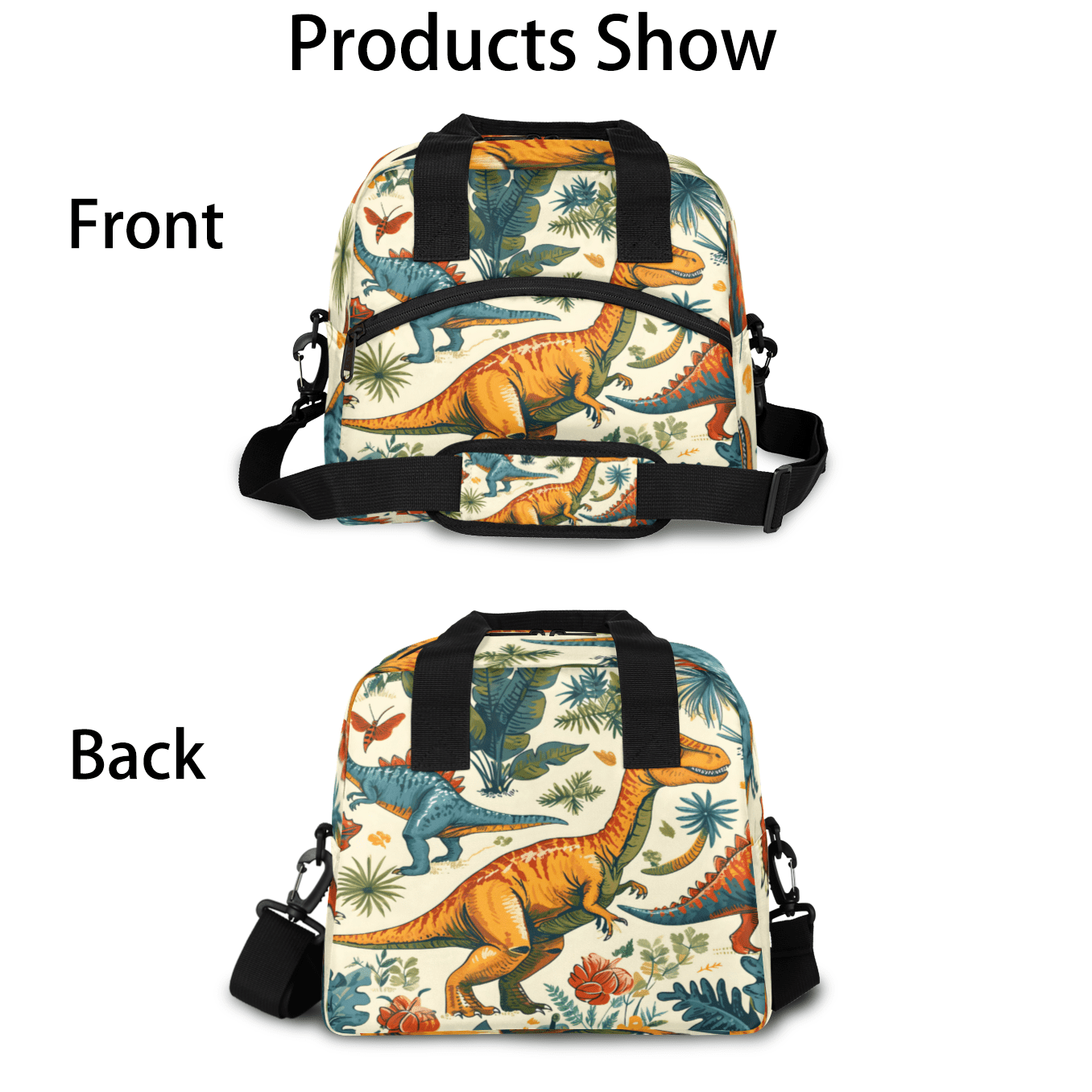 Herdesigns Dinosaur Insulated Lunch Bag for Women Men Adults Large Reusable Lunch Box Animals Leakproof Cooler Tote Bags with Adjustable Shoulder Strap