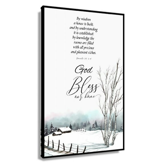 Proverbs 24 3-4 By Wisdom A House Is Built, Printable Bible Verse, Scripture Wall Art Giclee Print Kitchen Wall Pictures for Living Room Canvas Poster