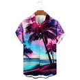 thumbnail image 2 of Penkiiy Hawaiian Bowling Shirts for Men Short Sleeve Printed Regular Fit Summer Beach Casual Button Down Aloha Shirts 2XL Pink, 2 of 4