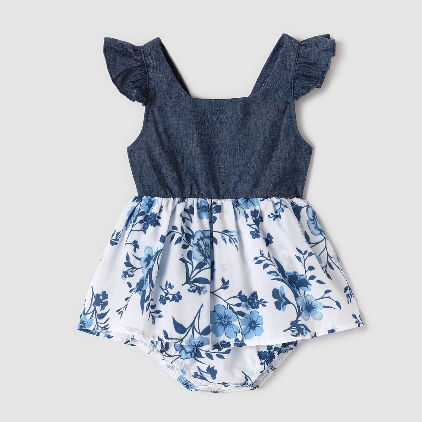 PatPat Mosaic Cotton Family Matching Outfits Mommy and Me Dresses and Denim Tops Polo Shirts Sets, Girl 2-9 T