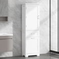 thumbnail image 3 of EUROCO 68.1'' Tall Bathroom Storage Cabinet, MDF Board Floor Storage Cabinet with 1 Door, 2 Different Size Drawers and Adjustable Shelf, Freestanding Cabinet with Painted Finish for Bathroom, White, 3 of 8