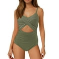 thumbnail image 1 of Womens Cutout High Waist One Piece Swimsuit - Wrap Tie Back Ruched Design - Push Up Padded Beach Pool Bathing Suit, 1 of 4