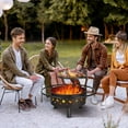 thumbnail image 6 of 2-in-1 Outdoor Fire Pit, 31" Round Metal Fire Pit, Stove Wood Burning Fire Pit with 17.7 Inch Adjustable Height Cooking Grill Grate & Poker, Ideal for Backyard Patio Beach Picnic Bonfire, 6 of 9
