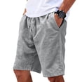thumbnail image 4 of Men's Big & Tall Casual Drawstring Linen Shorts with Pockets - Regular Fit Stretch Work & Beach Shorts Gray S, 4 of 8