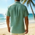 thumbnail image 5 of Men's Button Down Shirts Striped Cuban Collar Dress Shirts Wrinkle-Free Breathable Relaxed Fit Short Sleeve Shirts Business Casual Office Wear Shirts, 5 of 8