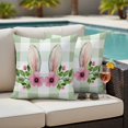 thumbnail image 4 of Sage Green Plaid Outdoor Waterproof Pillow Covers, Easter Decorative Square Throw Pillowcase Sofa Cushion Sham for Patio/Couch/Chair, 24"x24" 2 Pack, 4 of 8