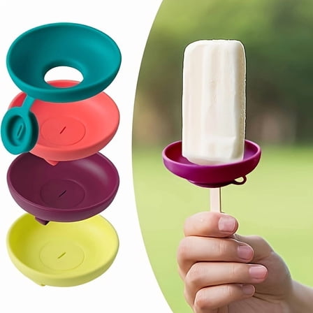 4-Pack Silicone Popsicle & Ice Cream Drip Catchers - Leak-Proof Holders for Mess-Free Summer Treats