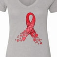 thumbnail image 4 of Inktastic Heart Health Awareness Red Ribbon Made of Hearts Women's V-Neck T-Shirt, 4 of 5