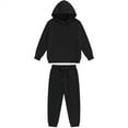 thumbnail image 2 of TQWQT Girls Sweatsuit Kids Tracksuit Long Sleeve 2 Piece Toddler Sweat Set Hooded Solid Color Sweatshirt and Jogging Pant Size 7-8 Boys Outfits Black, 2 of 3