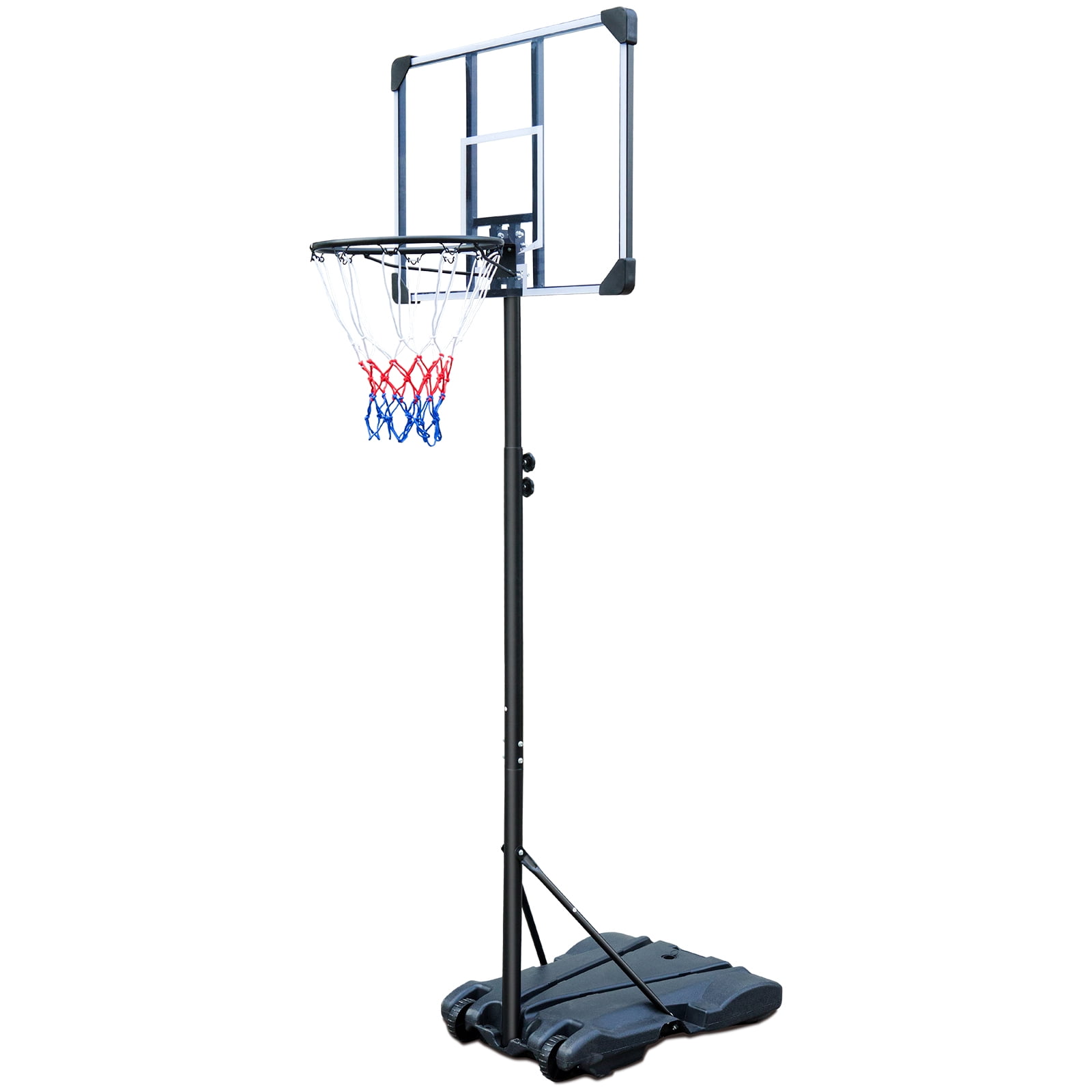 KL KLB Sport Portable Basketball Hoop Backboard System Stand Height Adjustable 6.5ft 10ft with 44 Inch Backboard and Wheels for Youth Kids Indoor Outdoor Basketball Goal Game Play Set 