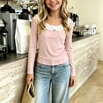 thumbnail image 2 of Little Girls Tops Layering Crew Neck Ruffle Loose Pullover Long Sleeve Color Block Casual Trendy Outfits Pink 1-2Years, 2 of 5
