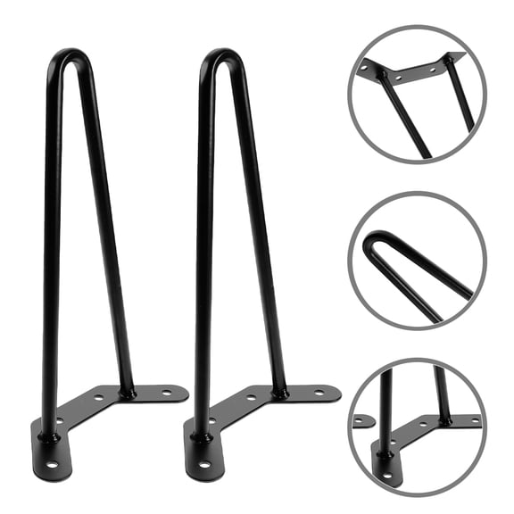 HONMEET Black Metal Hairpin Legs 250mm Height Table Legs for Coffee Table 4 Pieces