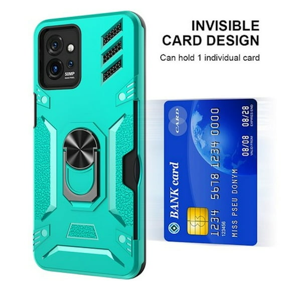 Tough Ring Grip Case with Card Slot for Motorola Moto G Stylus 5G 2023 - Teal