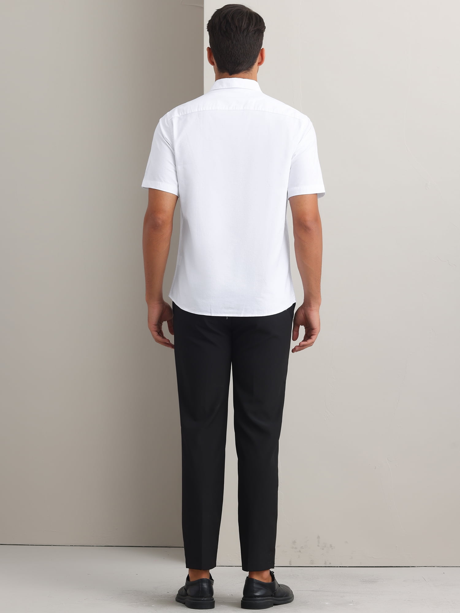 Unique Bargains Men's Short Sleeve Cotton Regular Fit Button Down Formal Shirt XXL White