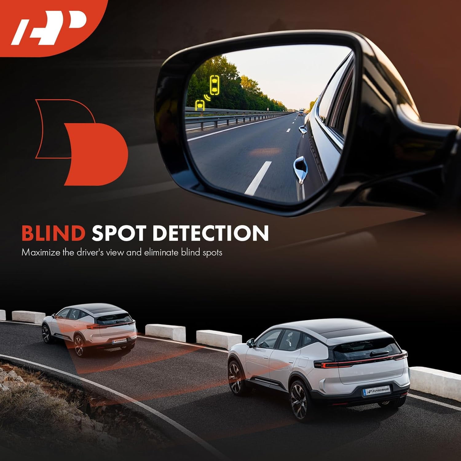 A-Premium Driver Side Power Door Mirror Compatible with Toyota Prius 2016-2022, Prius Prime 2017-2022, Prius AWD-e 2019-2022 - Heated Manual Folding with Blind Spot Detection White (Paint to Match)