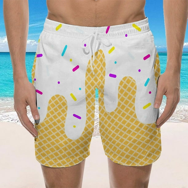 WILLBEST Shorts para Hombre, para Playa, Natación y Entrenamiento. Elegante Diseño con Cordones y Estampado de Hielo Derretido para Cualquier Temporada. 2144