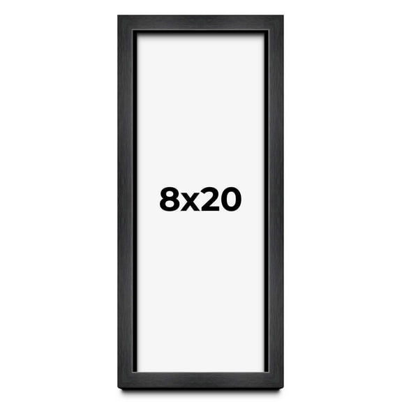 8x20 - 8 x 20 Charcoal Flat Solid Wood Frame with UV Framer's Acrylic & Foam Board Backing - Great