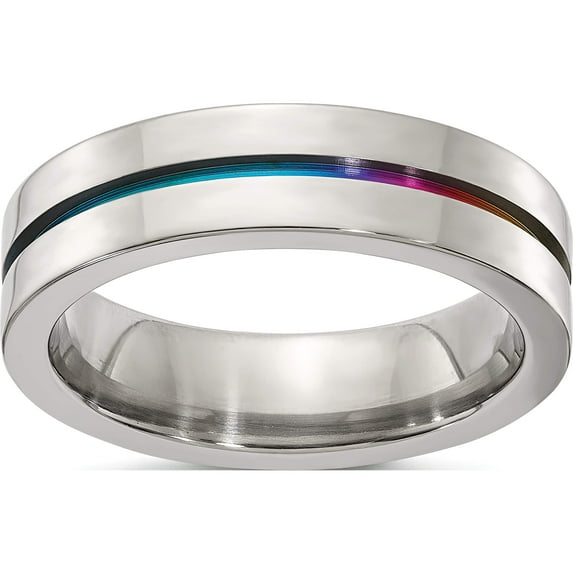 Titanium Edward Mirell Gray Multi-Anodized Flat 6mm Band (Size 10) Made In United States emr172-6mm-10