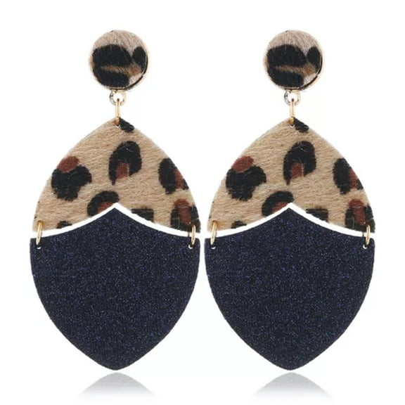 Geometric Cheetah Leopard Glitter Leather Earrings Round Oval Fall Jewelry Gifts