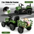 thumbnail image 3 of Infans 12V Kids Ride On Tractor with Trailer Ground Loader w/ RC & Lights Dark Green, 3 of 7