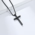 thumbnail image 5 of Flydeer Cross Necklace for Men Titanium Steel Minimalist Black Cross Pendant Necklace for Men, 5 of 6