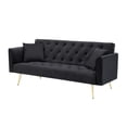 thumbnail image 4 of 71 Inch Convertible Love Seat Sofa, Velvet, Suitable for Small Living Room, Bedroom, Office (Black), 4 of 9