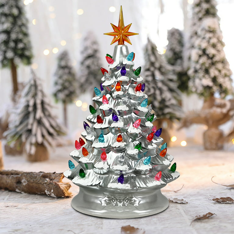 Costway 15''Pre-lit Hand-Painted Ceramic Tabletop Christmas, 44% OFF