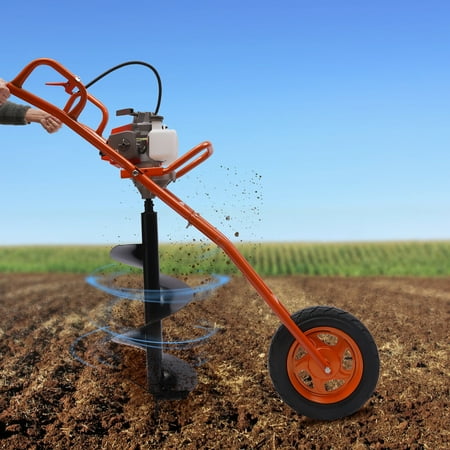 DENSET 11" Bit Post Hole Digger Gas Power , 63cc 3HP Hand Push Earth Auger Ground Drill