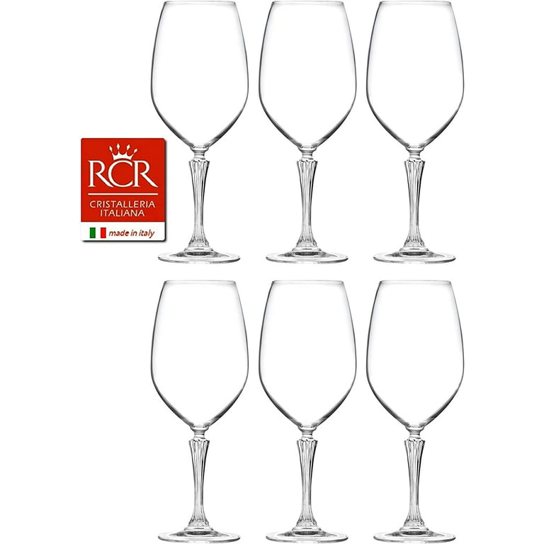 RCR Cristalleria Italiana Aria Collection 6 Piece Crystal Wine Glass Set  (Glamour Gran Cuvee (25.8 oz)) 