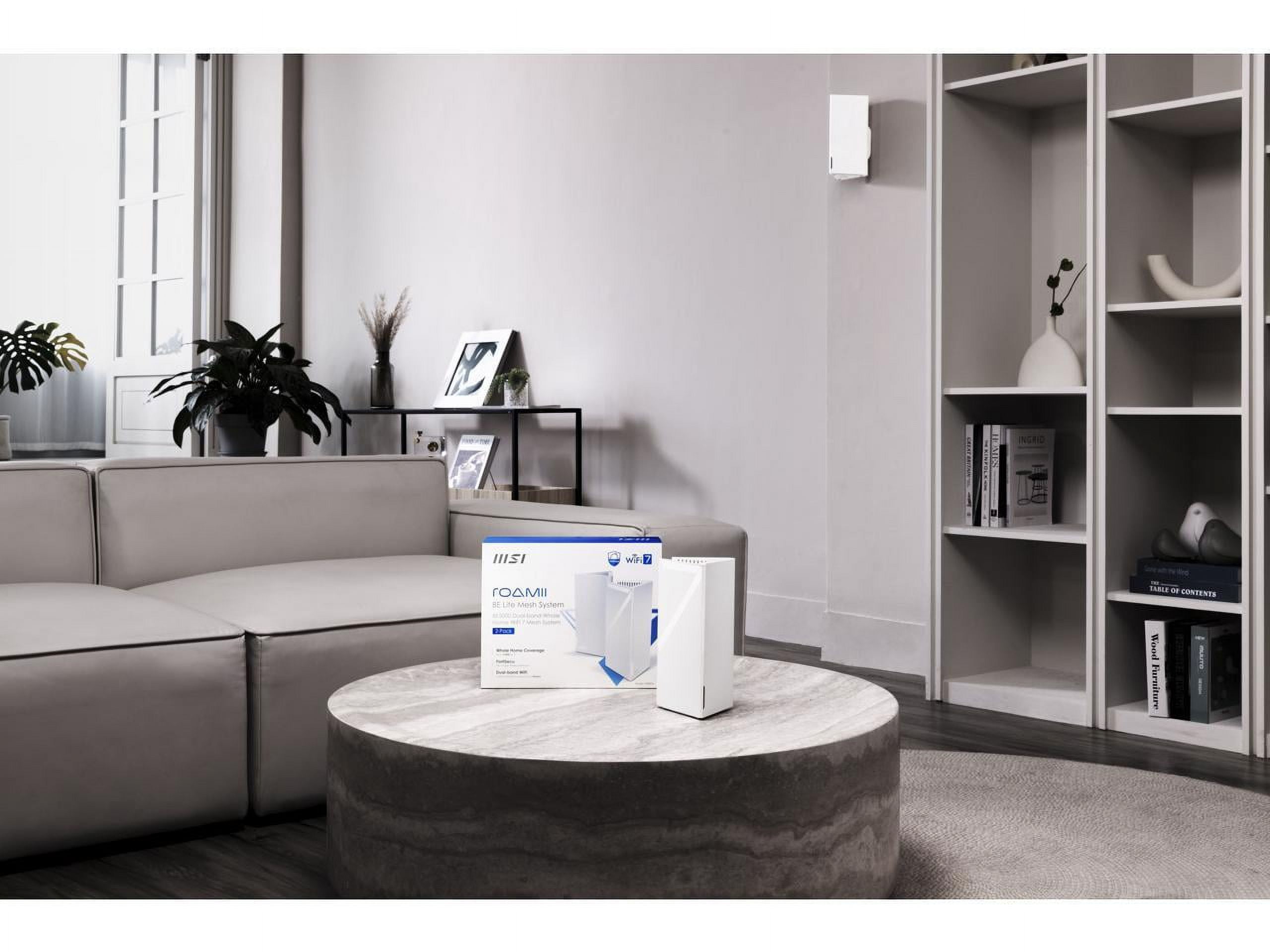 MSI Roamii BE Lite Mesh System - 2 Pack (WiFi 7, BE 5000, Up to 5,800 sq.ft. of Coverage, Supporting 120+ Devices, 2.5Gbps Ethernet Port, MU-MIMO MLO)