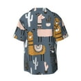 thumbnail image 2 of Naloa Llama and Cactus Men's Loose Fit Cuban Collar Short-Sleeve Shirt with Button-down and Chest Pocket for Everyday Wear Outings - Large, 2 of 7