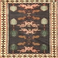thumbnail image 1 of Ahgly Company Machine Washable Indoor Square Traditional Dark Brown Area Rugs, 5' Square, 1 of 7