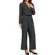 thumbnail image 4 of INSPIRAR CHIC Conjunto de 2 Piezas para Mujeres, Chaqueta Cortada con Solapa de Negocios y Pantalones de Pierna Ancha, Trajes de Trabajo S Gris Oscuro, 4 of 6