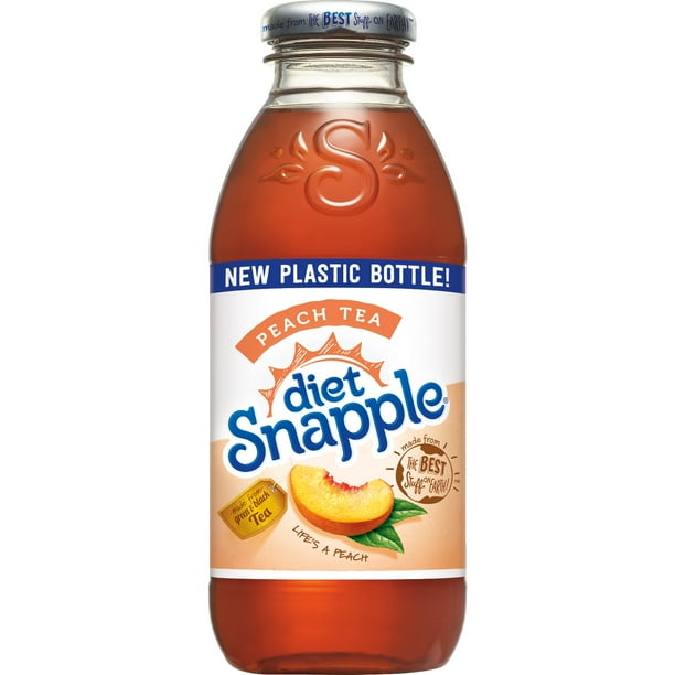 Diet Snapple All Natural Peach Iced Tea, w/ Antioxidants, 16 Fl Oz Plastic Bottles (24Pack