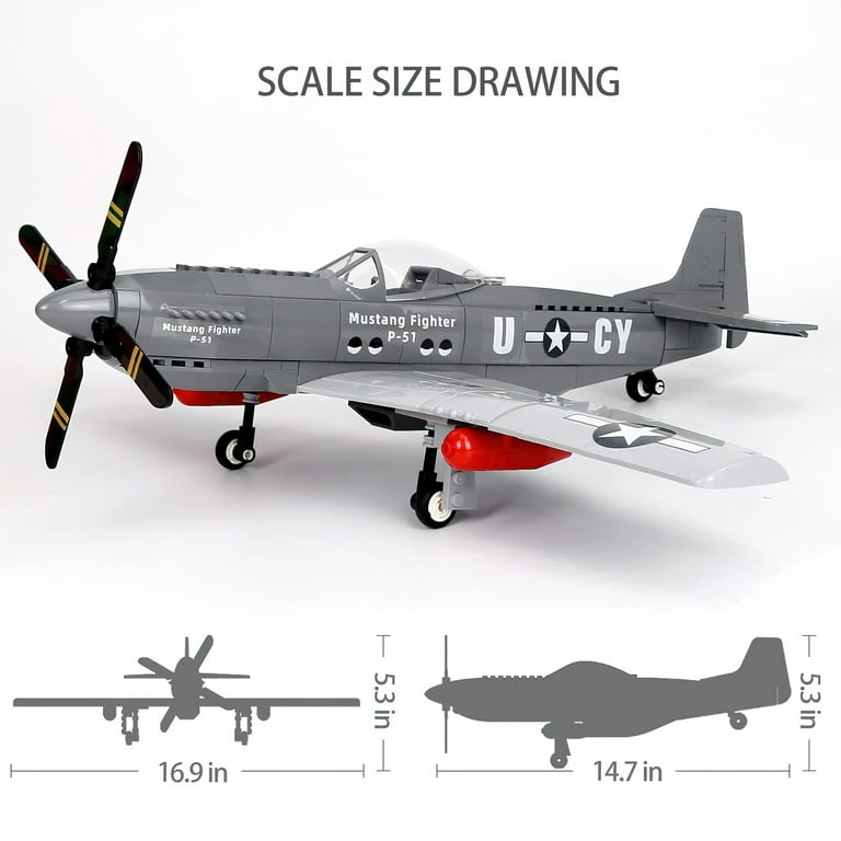 Wange P-51 Mustang Fighter WW2 Airplane Building Block Set Wange P-51 Mustang Fighter WW2 Airplane Building Block Set