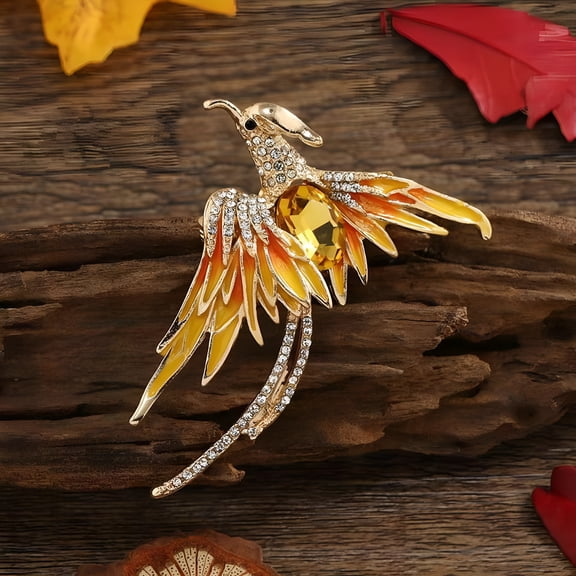 DESIGNICE 2026 New Lady Brooch Geometric Shape Electroplating Faux Crystal Elegant Glitter Clothing Matching Dress Up Phoenix Bird Corsage Brooch Jewelry Accessory