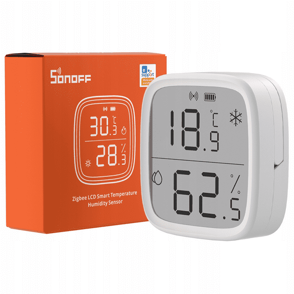SONOFF Zigbee LCD Smart Temperature Humidity Sensor, Indoor Thermometer Hygrometer Works with Alexa/Google Home,SONOFF ZigBee Bridge Hub Is Required
