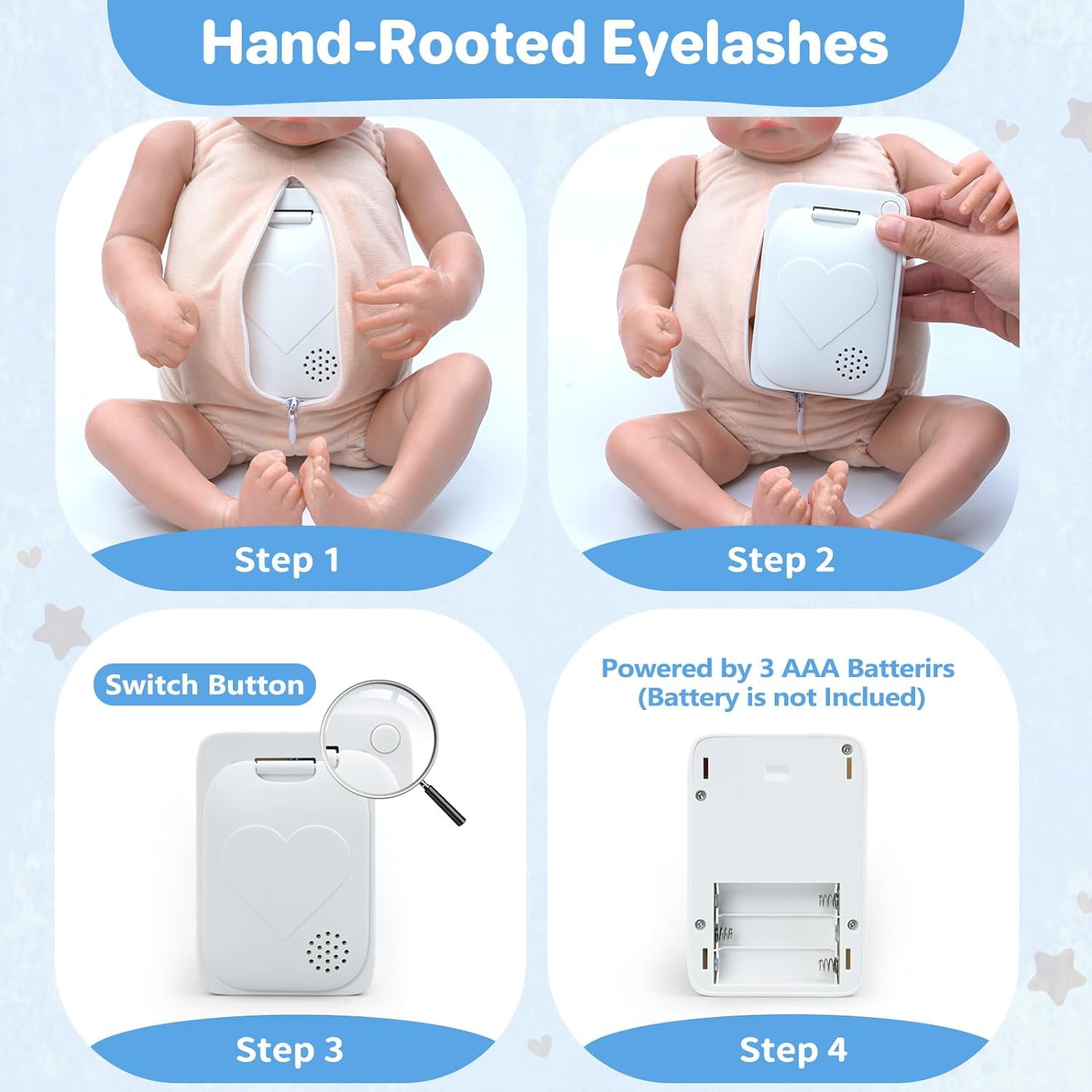 BABESIDE 20 Inch Reborn Baby Doll with Soft Cloth Body and Breath Real Life Baby Dolls Soft Body with Accessories Gift Box for Kids Age 3+