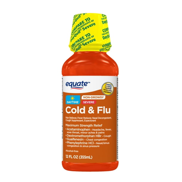 Equate Severe Daytime Cold and Flu Relief, Liquid Cold Medicine, 12 fl