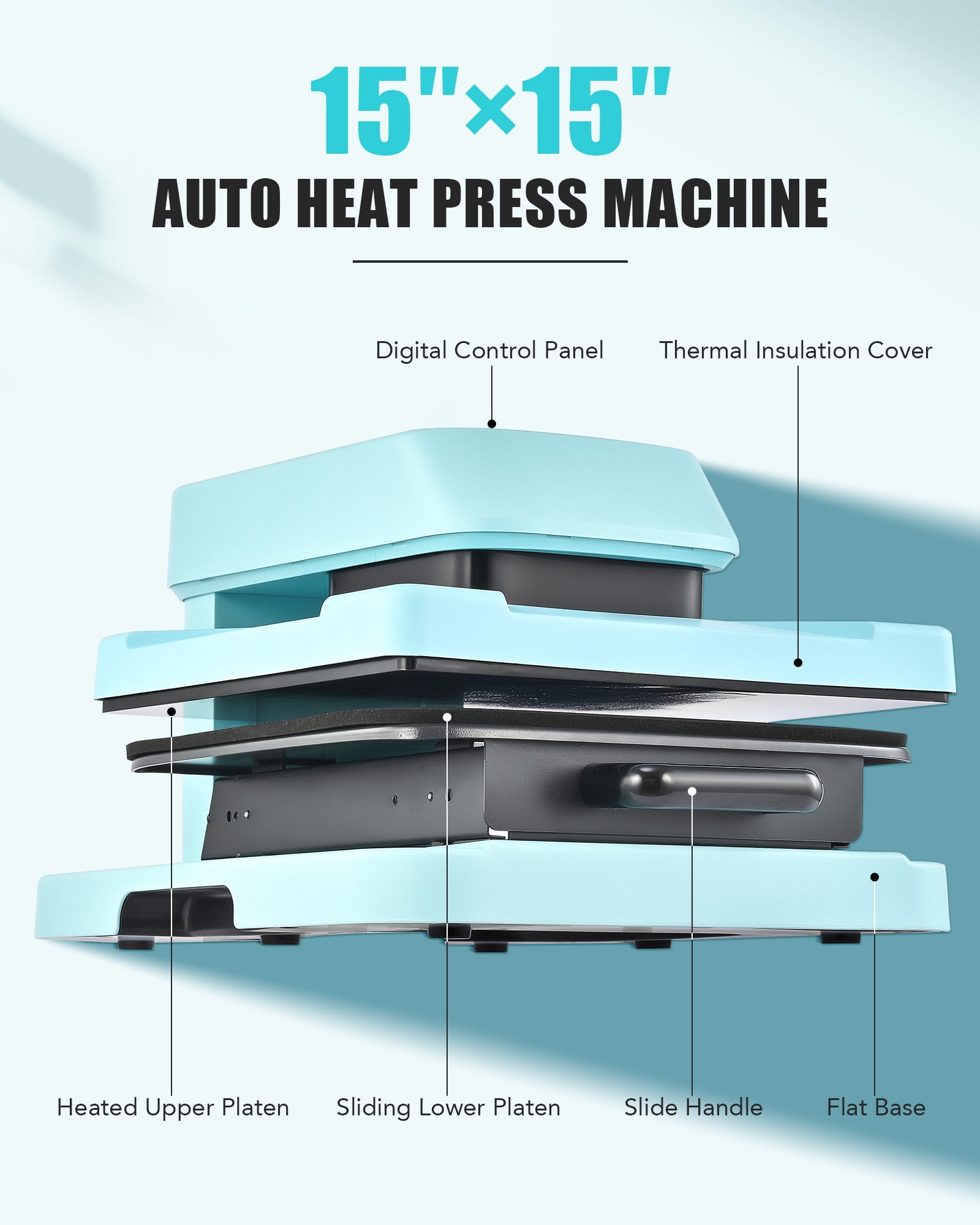 Creworks 15"x15" Auto Heat Press Machine for Transfer Vinyl Sublimation Project