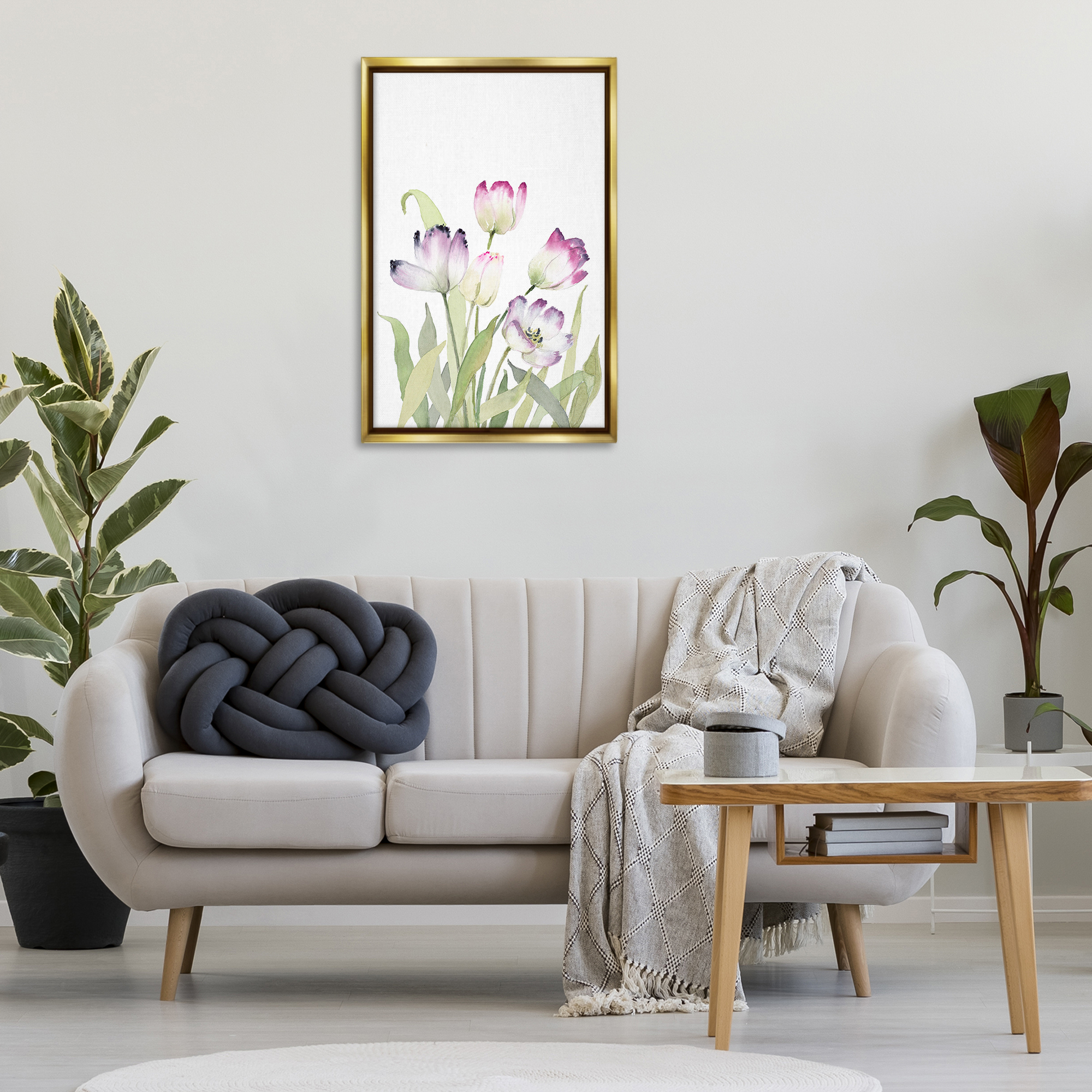 Stupell Industries Fresh Garden Tulips Botanical & Floral Painting Gold Floater Framed Art Print Wall Art, 21 x 31