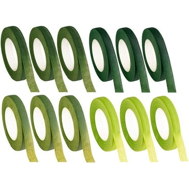Floral Tape - 12-Pack Florist Tape, Green Floral Adhesives, Perfect for Bouquet Stem Wrapping, Floral Arrangement and Crafts, 0.47 Inches x 30 Yards, 4 Green Shades