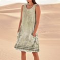 thumbnail image 1 of WILLBEST Vestidos De Verano Vestido De Lino Para Mujer Vestido De Playa Informal Hasta La Rodilla Vestido Sin Mangas Vestido Casual Estampado De Verano Con Bolsillos, 1 of 3