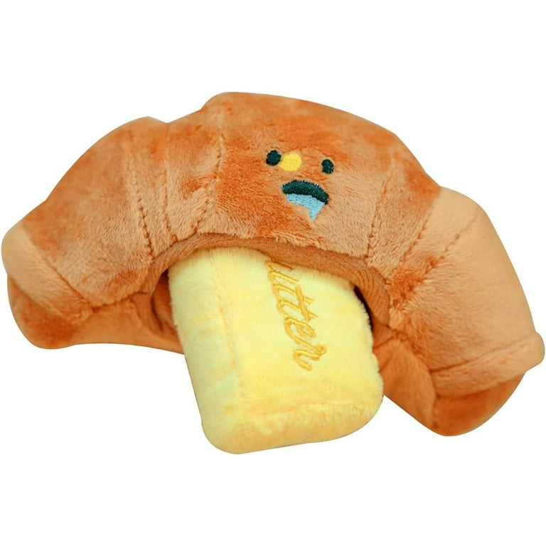 Cute Pet Squeaky Croissant Bread Shaped Plush Hidden Food Interactive  Sniffing Dog Toys Squeaker Bite Toys Chew Toy CROISSANT BREAD 