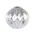 thumbnail image 1 of Collection Tendances Urbaines 21452 Vase Rond Bas en Céramique avec Petite Lèvre Ronde & & & Gaufré Wave Design&44; Mat & Argent, 1 of 2